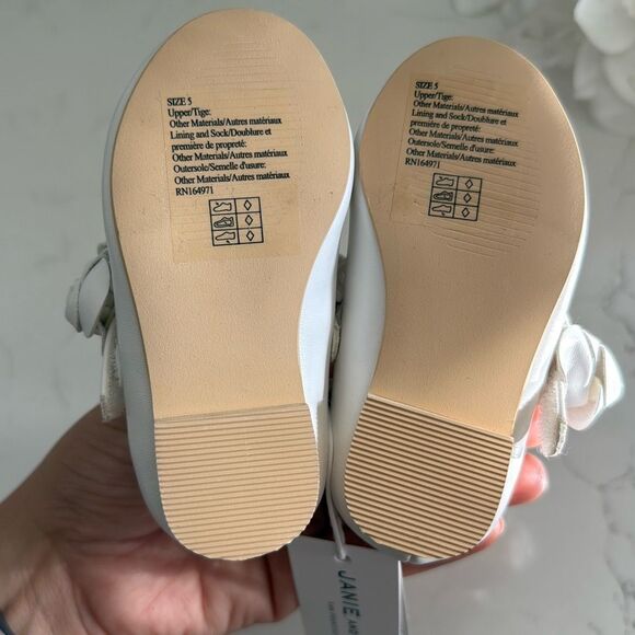 Janie and Jack Flower Ballet Flat in White Size 5 - Picture 7 of 7